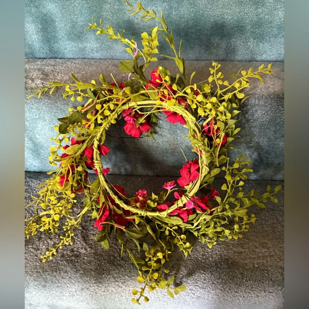 Faux Flower Wreath or Candle Ring Flower Crown Med sized Super High Quality Red